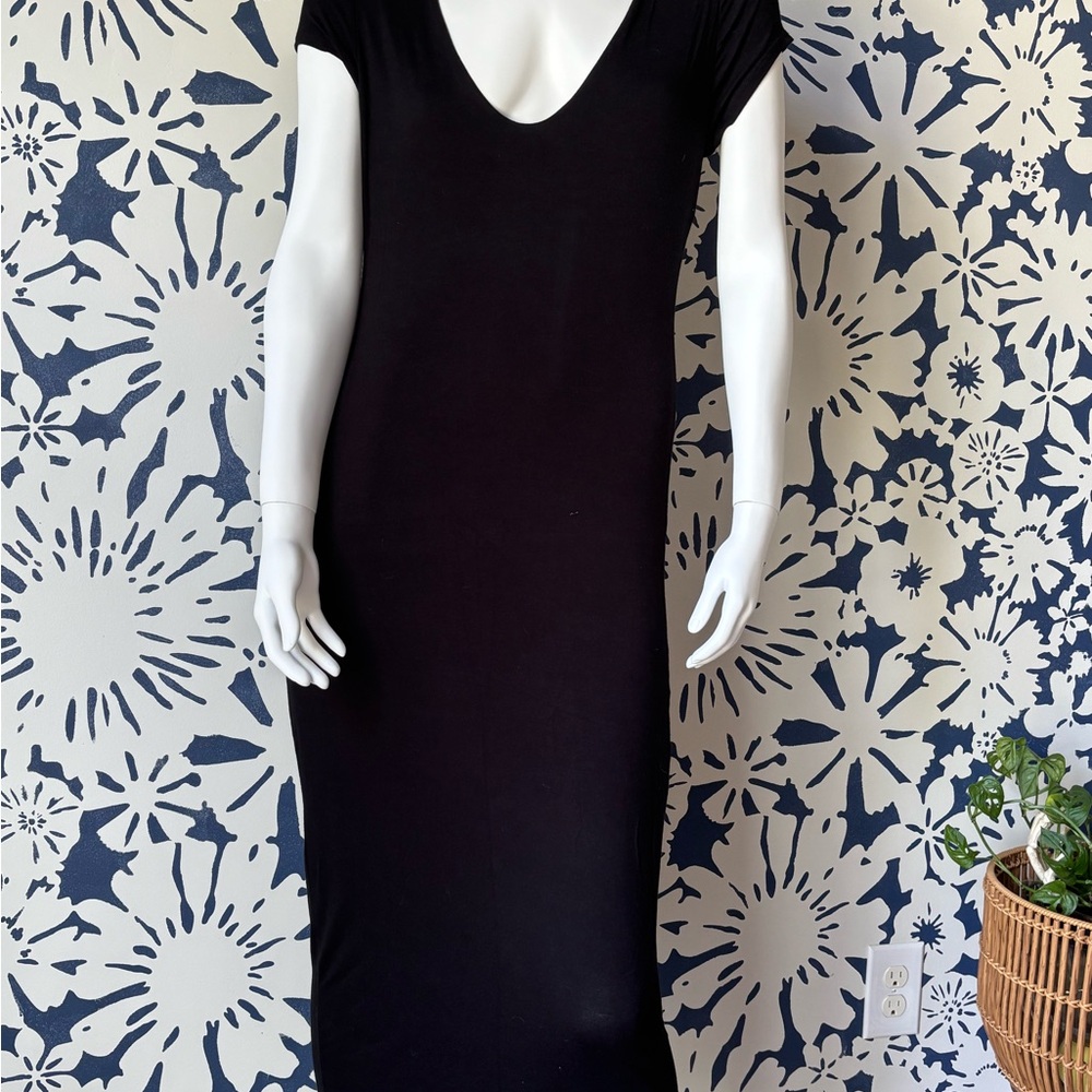 See You Monday Black and White Sheath Maxi Dress